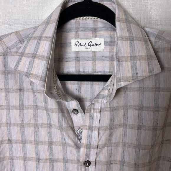 Robert Graham men checkered shirt 15.5” cotton , long sleeve , - Picture 3 of 13